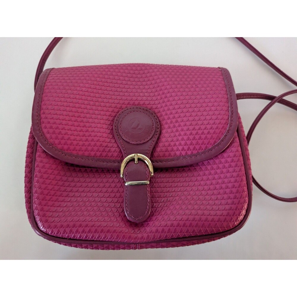 Vintage 1980's Liz Claiborne Fuchsia Pink Geometric Textured Crossbody Bag 1983 - Picture 2 of 14